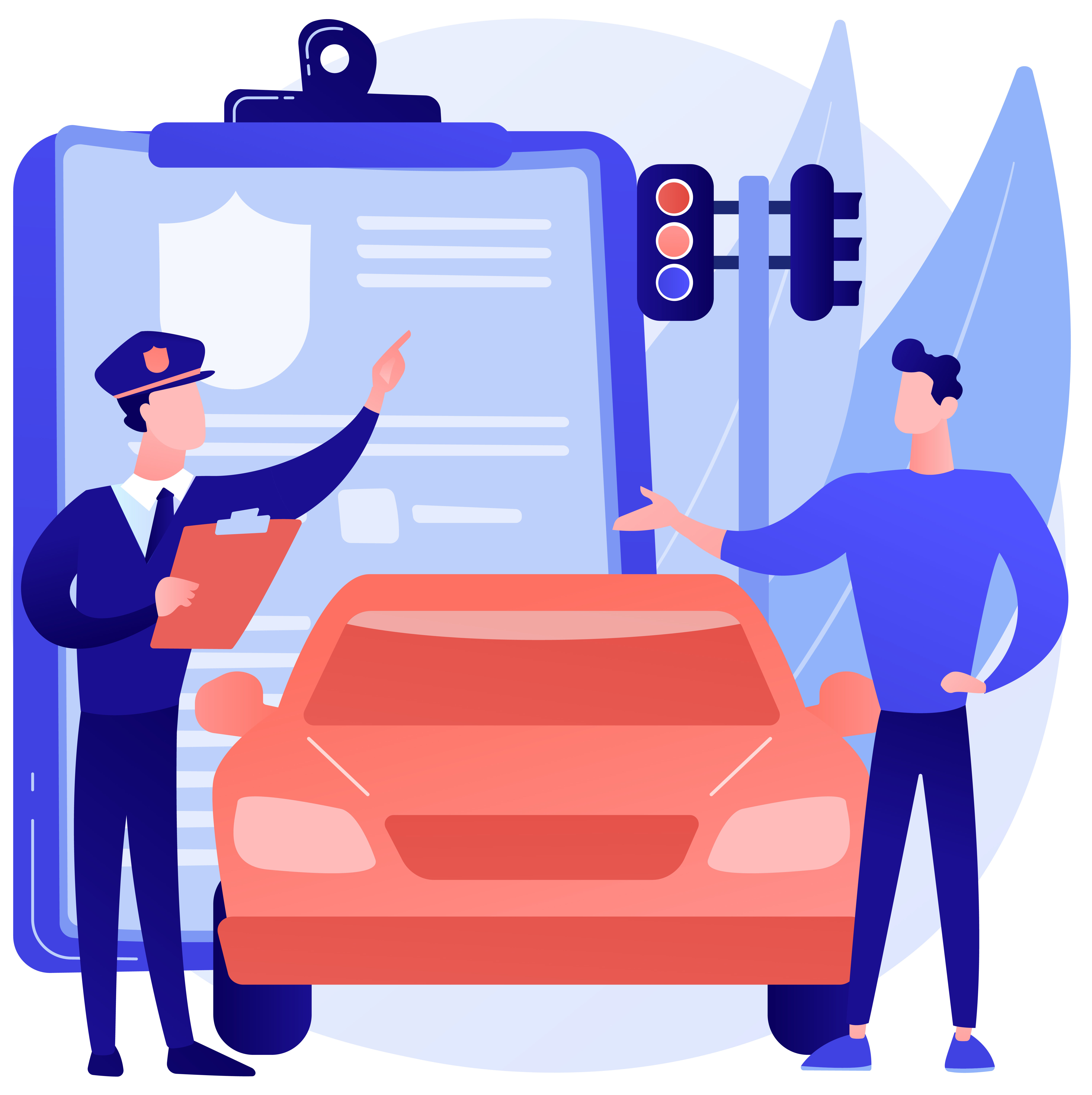 Traffic fine abstract concept vector illustration. Traffic law violation, speeding fine ticket, pay online, driving rules offence, speed control, red light camera, stop sign abstract metaphor.