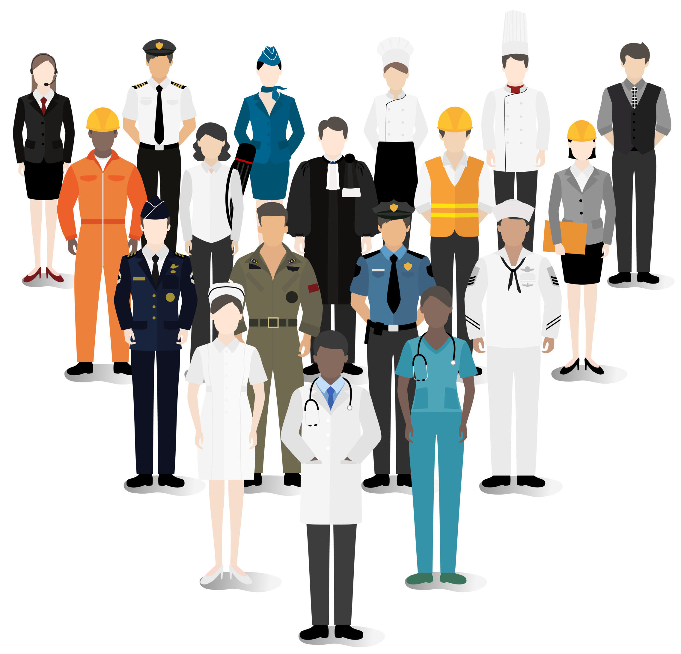 Illustration vector of various careers and professions